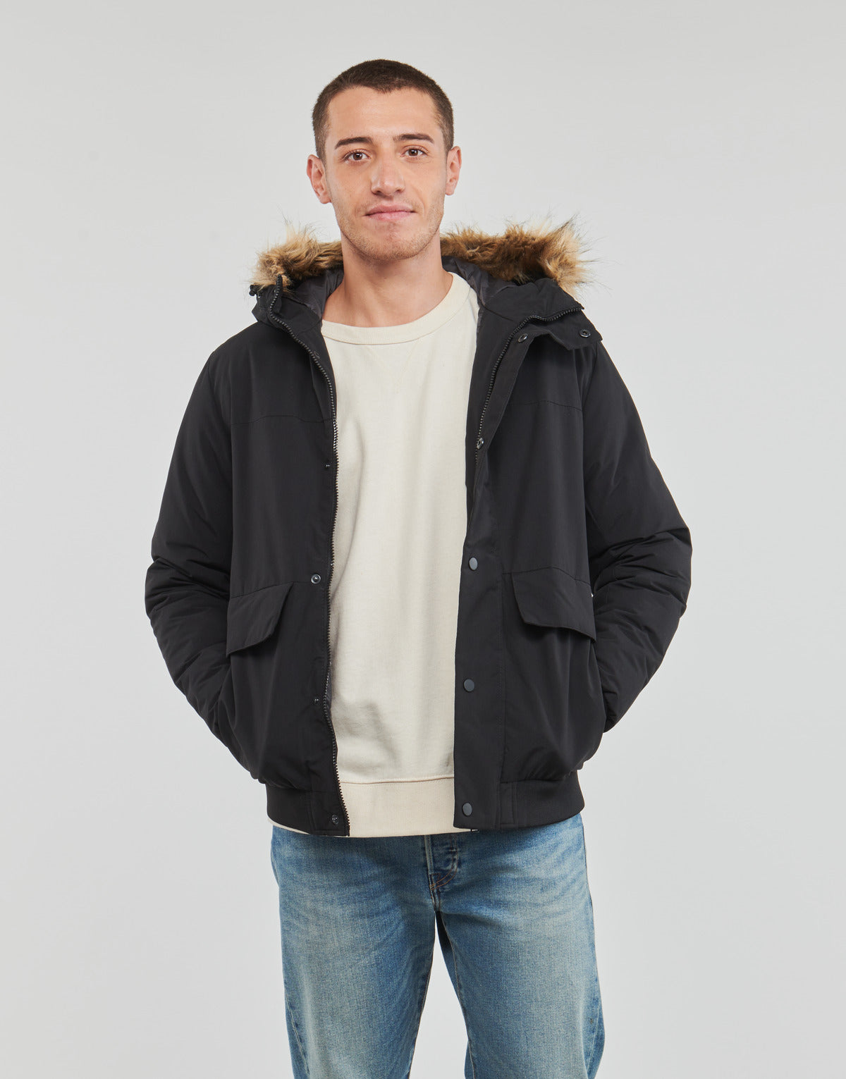 Parka Uomo Jack & Jones  JJCHAMP BOMBER JACKET FUR  Nero