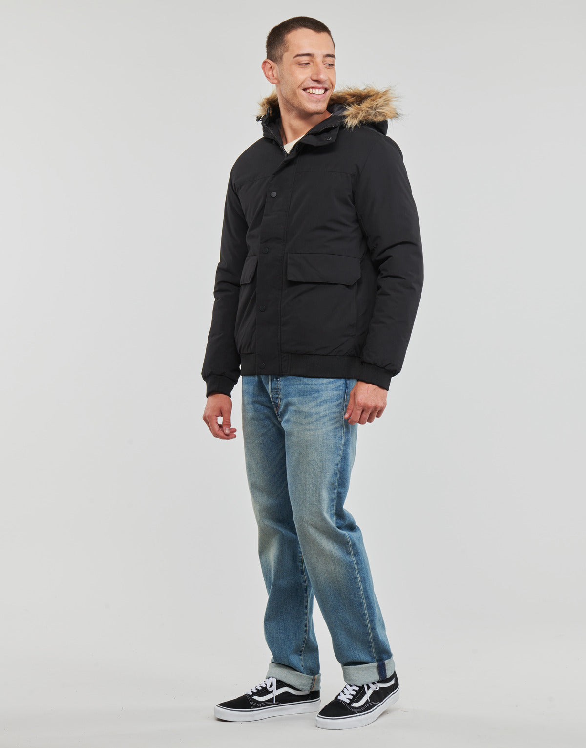 Parka Uomo Jack & Jones  JJCHAMP BOMBER JACKET FUR  Nero