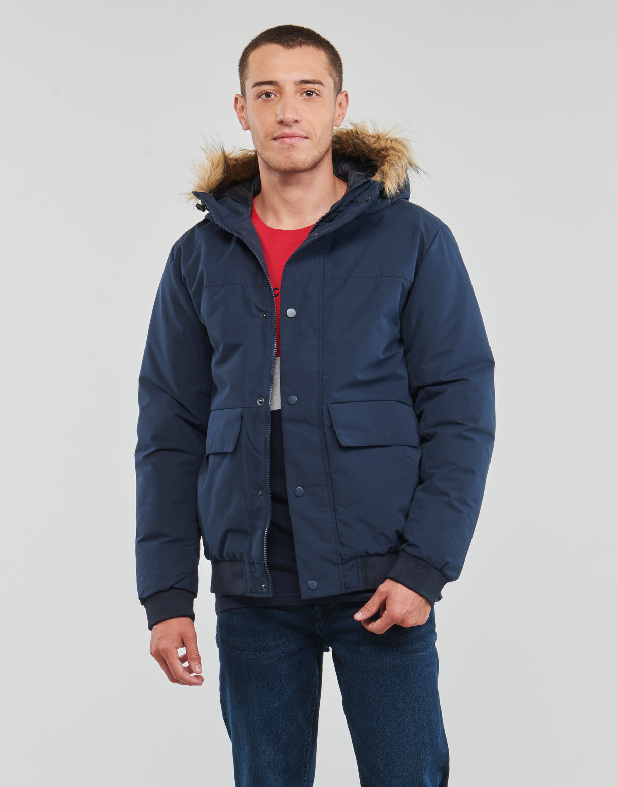 Parka Uomo Jack & Jones  JJCHAMP BOMBER JACKET FUR  Marine