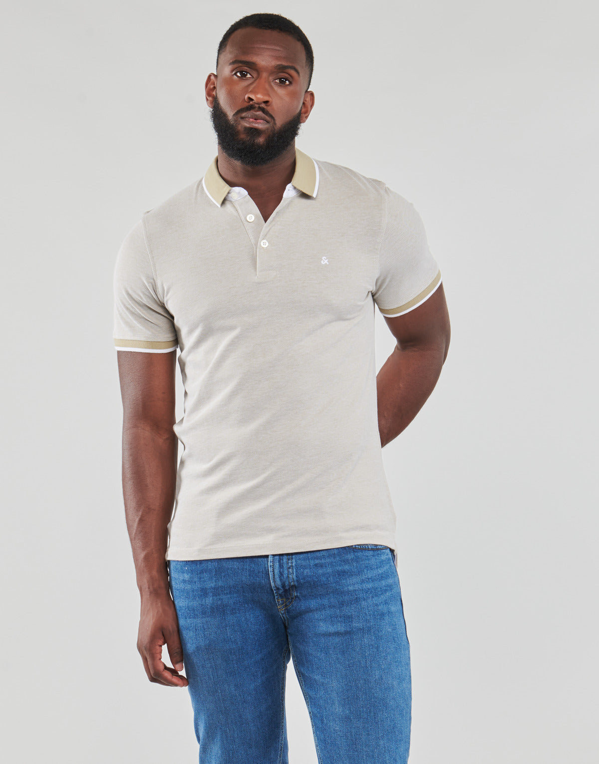 Polo Uomo Jack & Jones  JJEPAULOS POLO SS  Beige