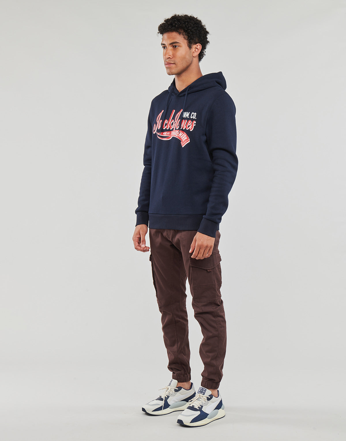 Felpa Uomo Jack & Jones  JJELOGO SWEAT HOOD 2 COL 23/24  Marine