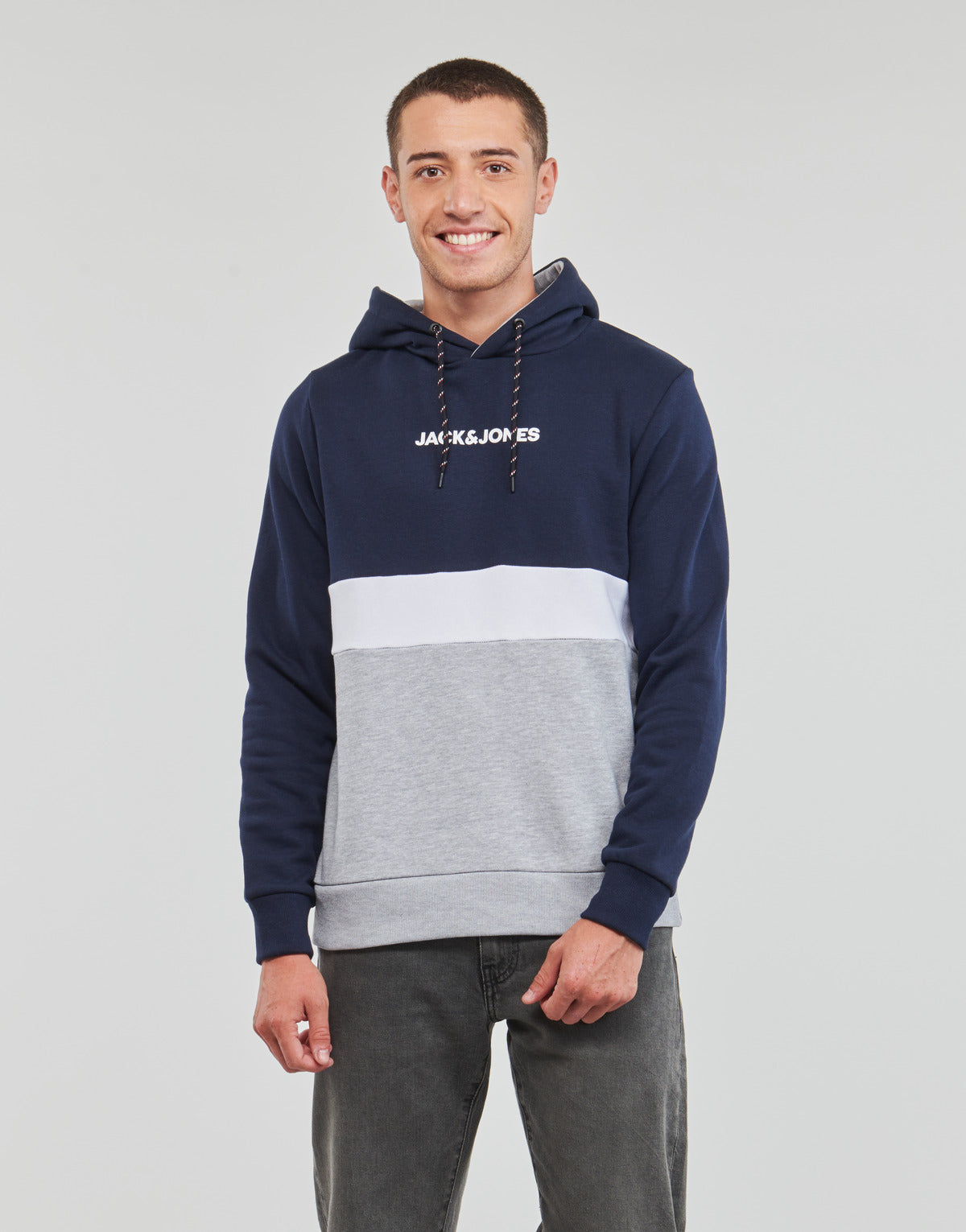 Felpa Uomo Jack & Jones  JJEREID BLOCKING SWEAT HOOD  Multicolore