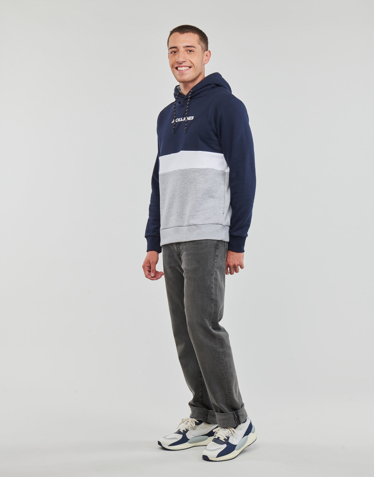 Felpa Uomo Jack & Jones  JJEREID BLOCKING SWEAT HOOD  Multicolore