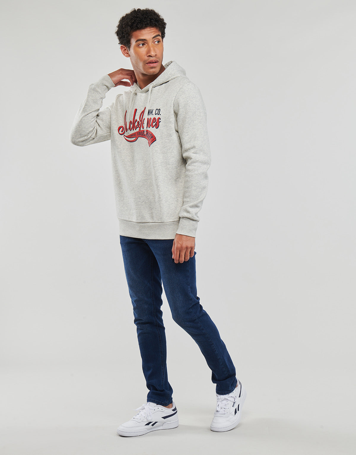 Felpa Uomo Jack & Jones  JJELOGO SWEAT HOOD 2 COL 23/24  Grigio