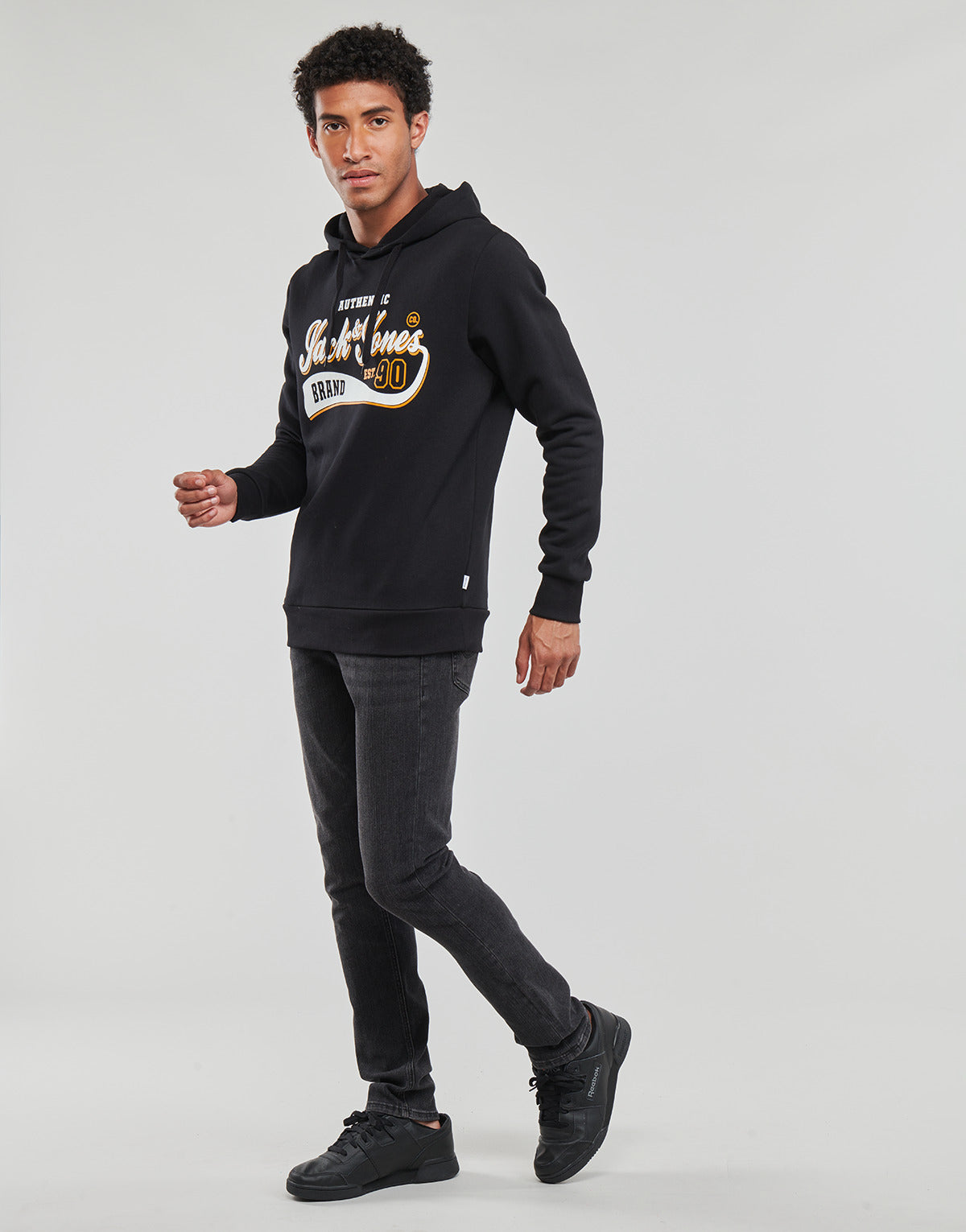 Felpa Uomo Jack & Jones  JJELOGO SWEAT HOOD 2 COL 23/24  Nero