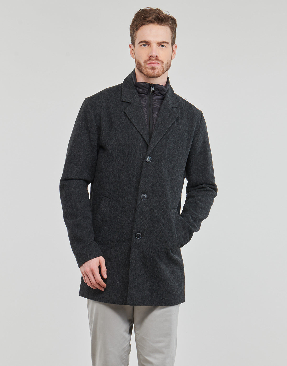 Giacca Uomo Jack & Jones  JJZAC INSERT WOOL COAT  Grigio