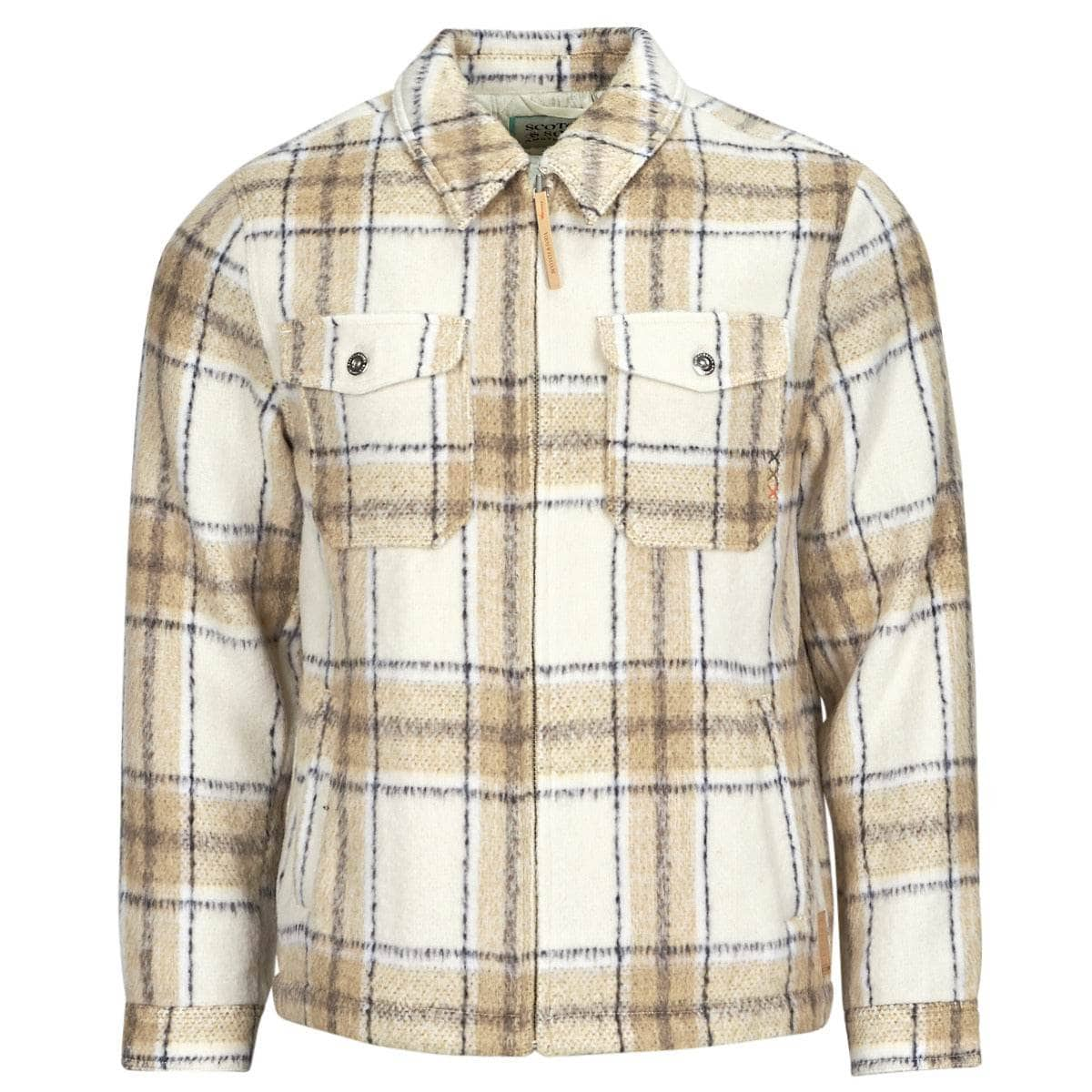 Giubbotto Uomo Scotch & Soda  Wool-Blend Zip-Thru Check Overshirt  Marrone