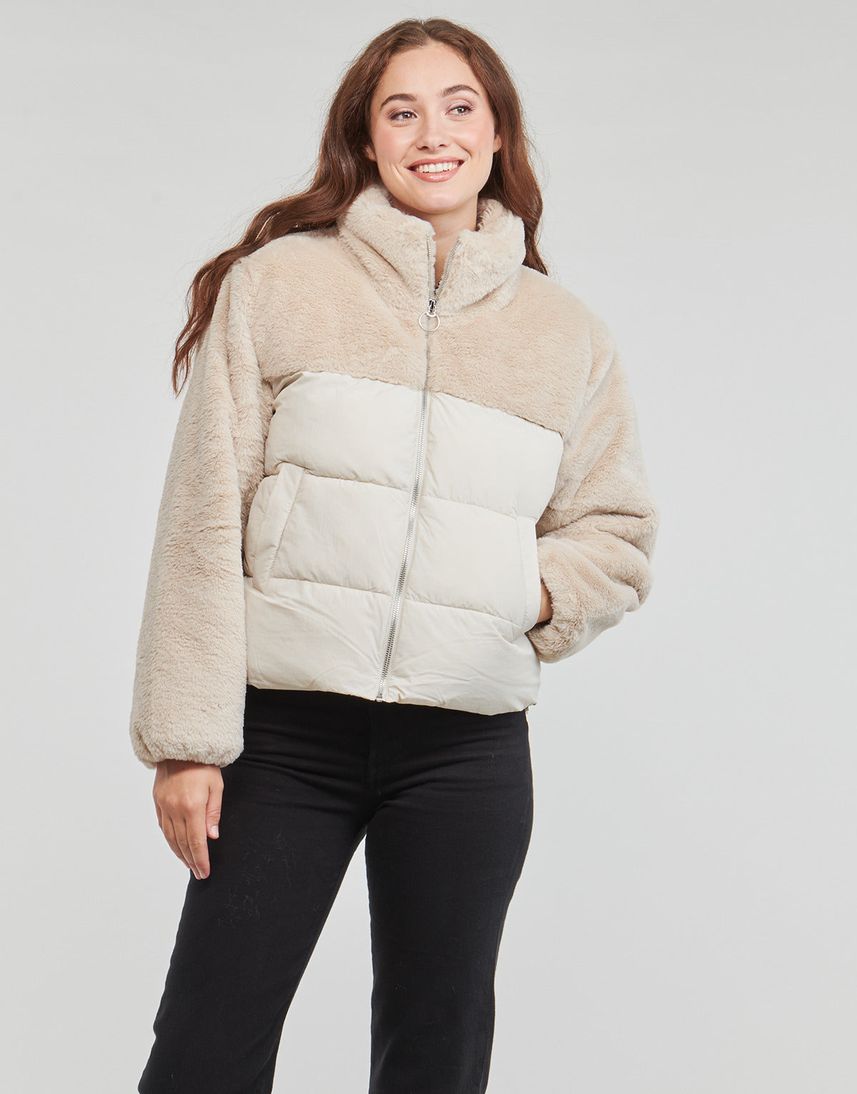 Piumino Donna Only  ONLWANJA FUR PUFFER MIX JACKET CC OTW  Beige