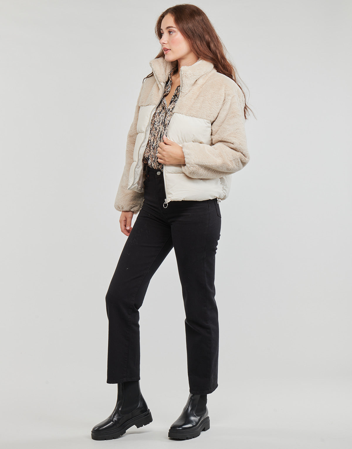 Piumino Donna Only  ONLWANJA FUR PUFFER MIX JACKET CC OTW  Beige