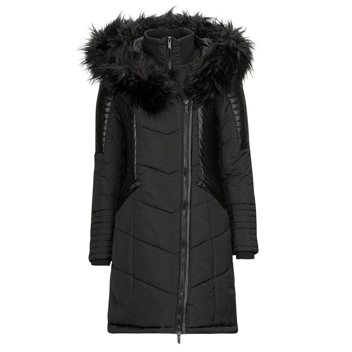 Parka Donna Only  ONLNEWLINETTE FUR HOOD COAT OTW  Nero