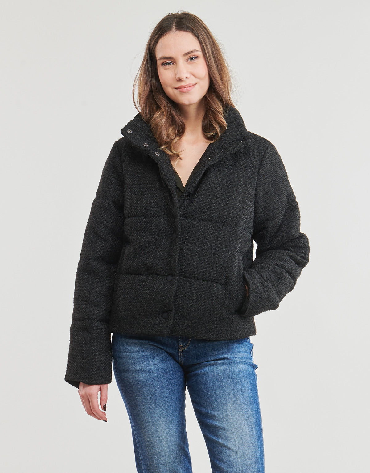 Piumino Donna Only  ONLWIKI BOUCLE MIX PUFFER JACKET OTW  Nero