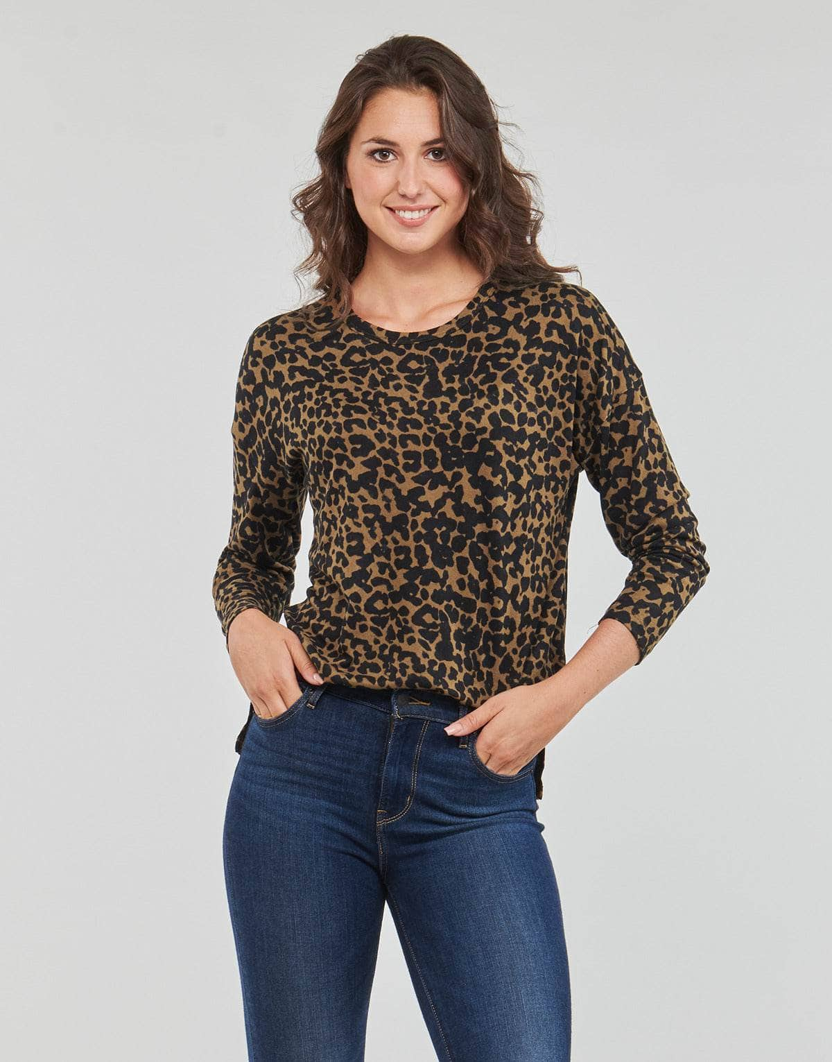 Camicetta Donna Only  ONLANA L/S AOP TOP CC JRS  Marrone