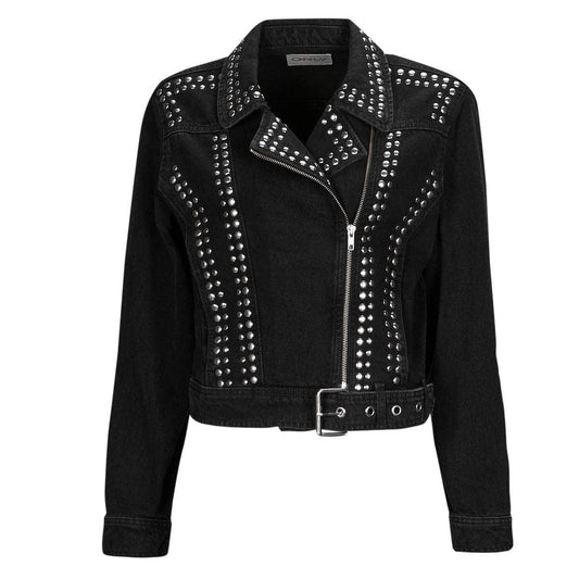 Giacca in pelle Donna Only  ONLGILLA LS STUD DNM BIKER JACKET CRO  Nero