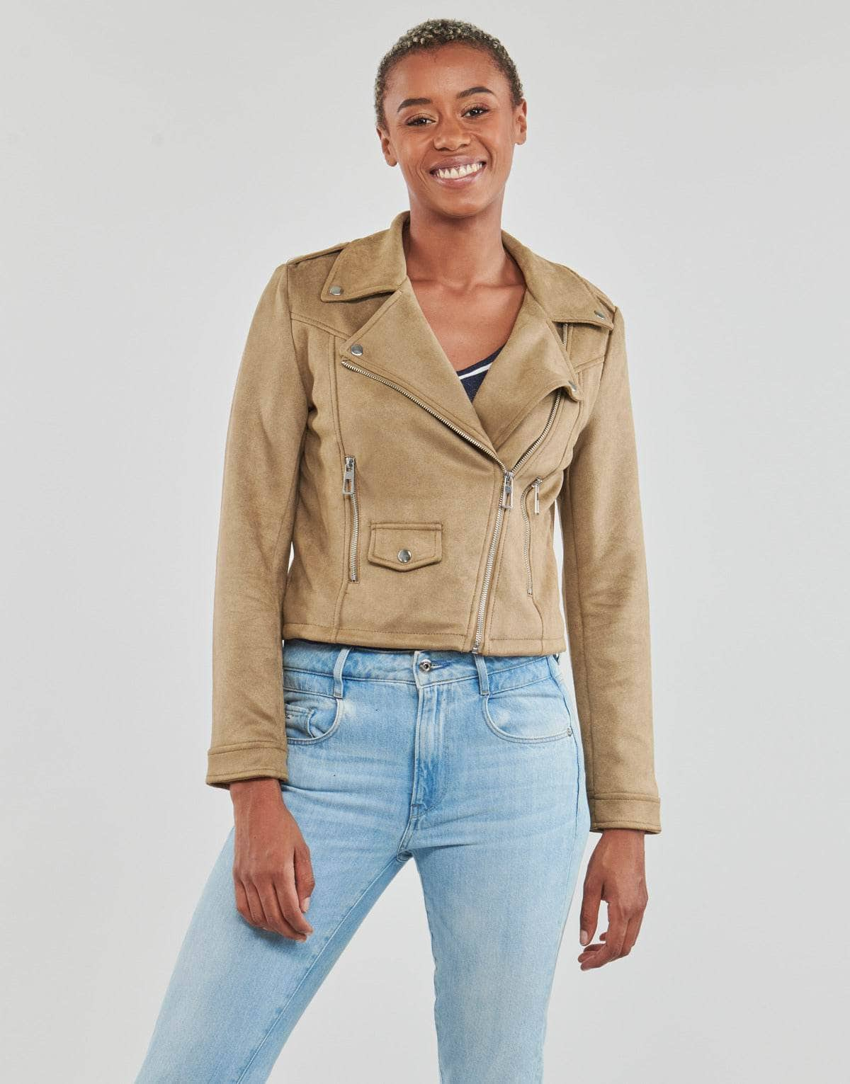 Giacca in pelle Donna Only  ONLSCOOTIE FAUX SUEDE BIKER JACKET OTW  Beige