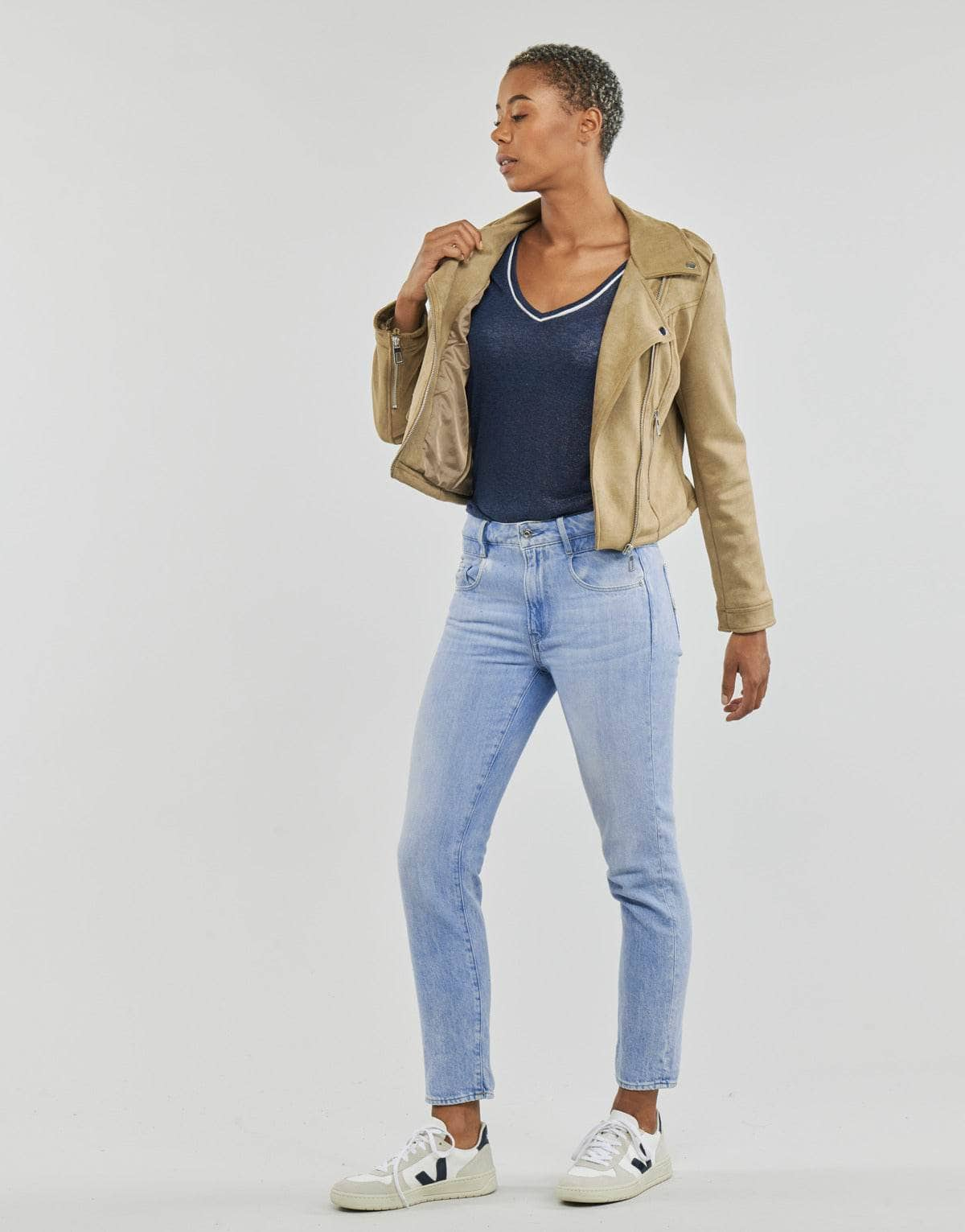 Giacca in pelle Donna Only  ONLSCOOTIE FAUX SUEDE BIKER JACKET OTW  Beige