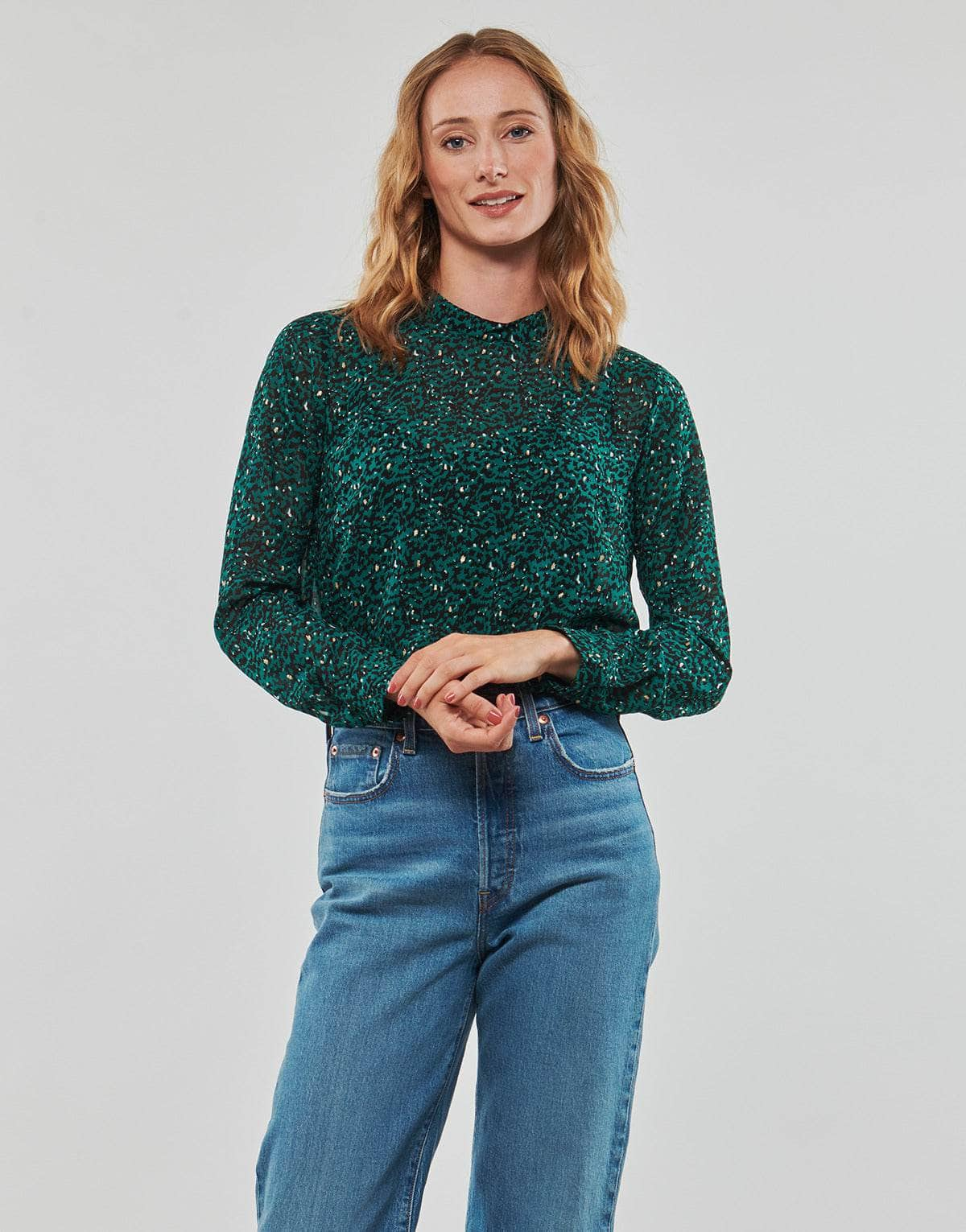 Camicetta Donna Only  ONLKACEY FR L/S HIGH NECK TOP PTM  Verde