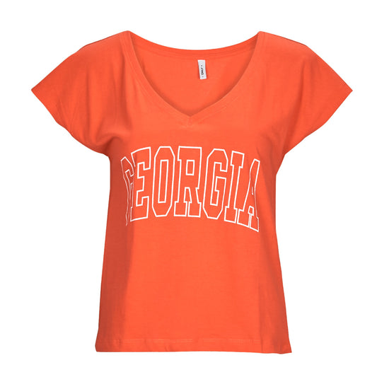 T-shirt Donna Only  ONLKELLY S/S V-NECK TOP BOX CS JRS  Arancio