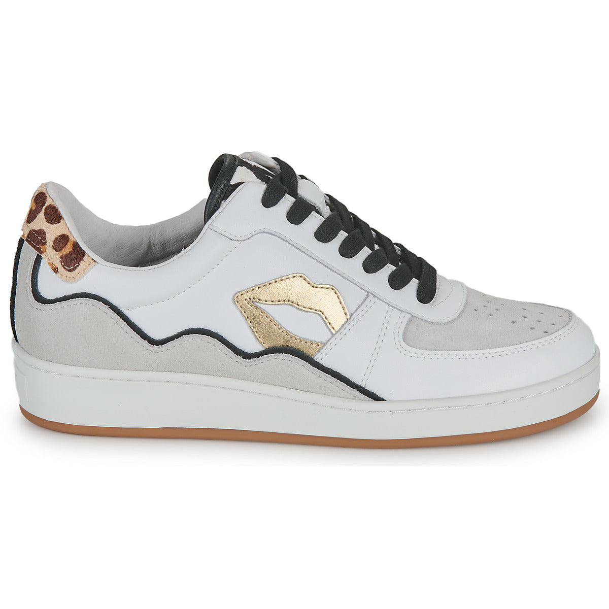 Sneakers basse Donna Bons baisers de Paname  LOULOU BLANC GOLD LEOPARD  Bianco