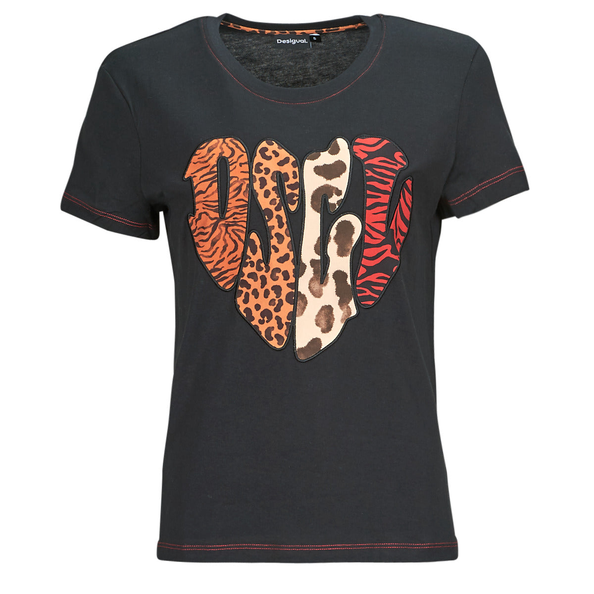 T-shirt Donna Desigual  HEART  Nero