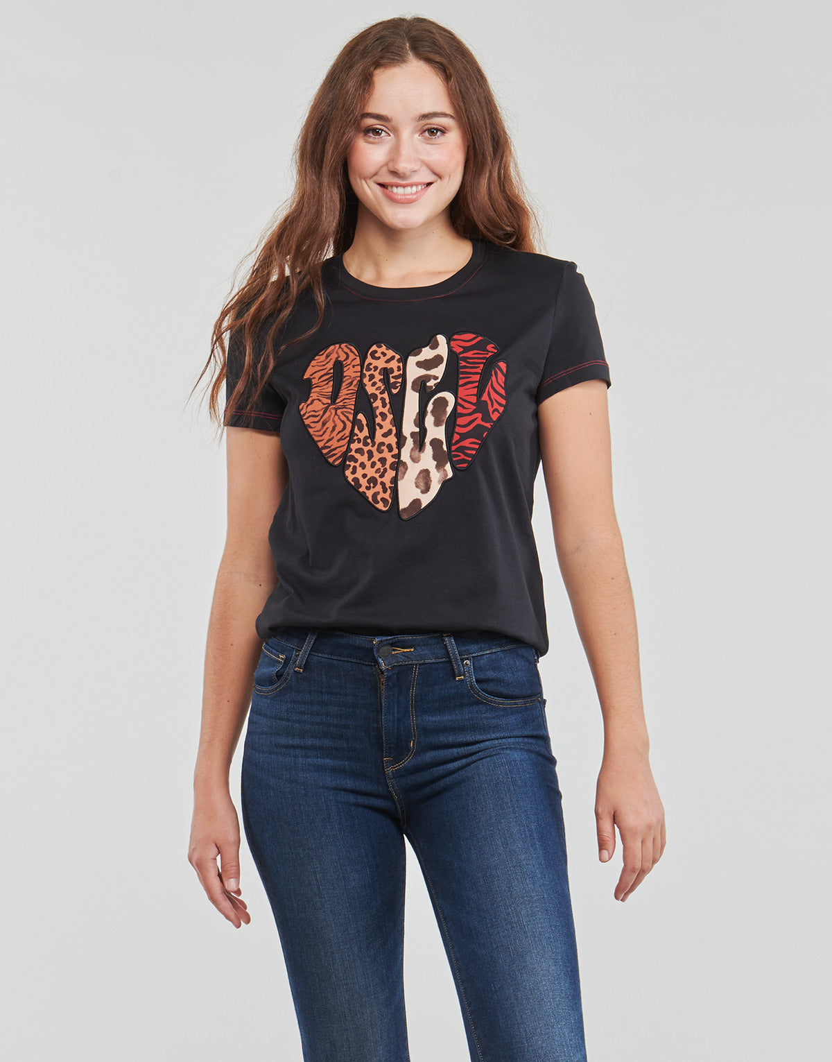 T-shirt Donna Desigual  HEART  Nero