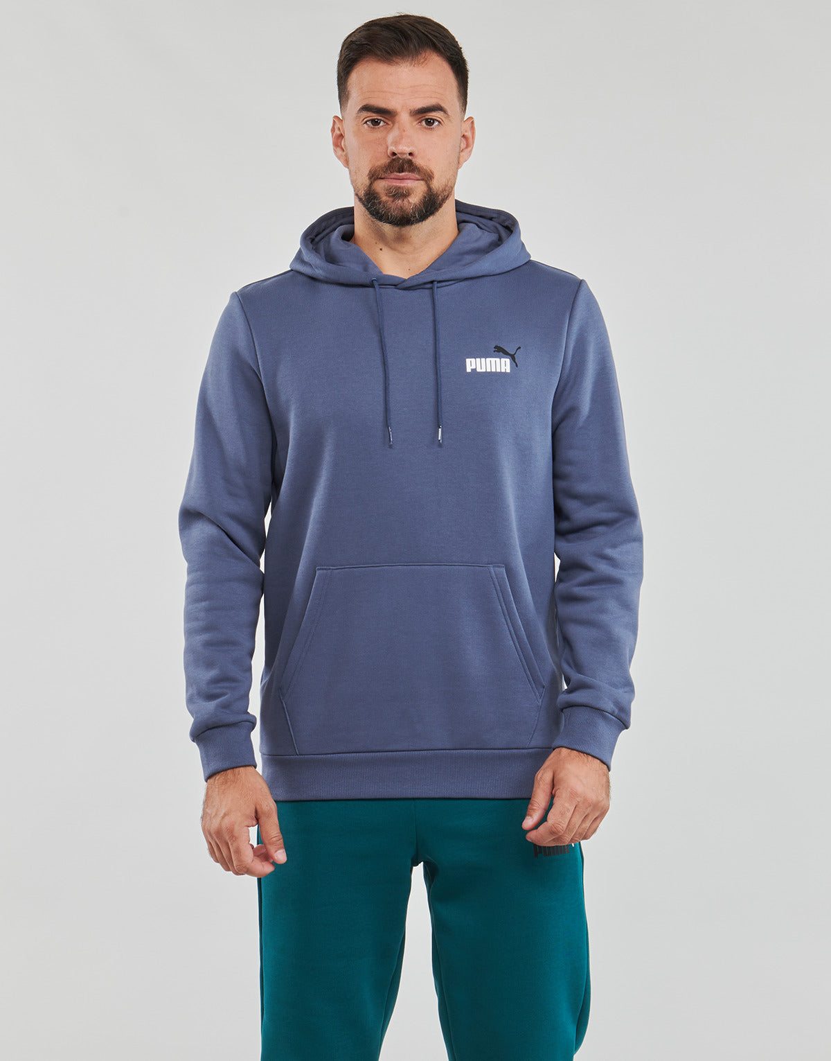 Felpa Uomo Puma  ESS  2 COL SMALL LOGO HOODIE FL  Blu