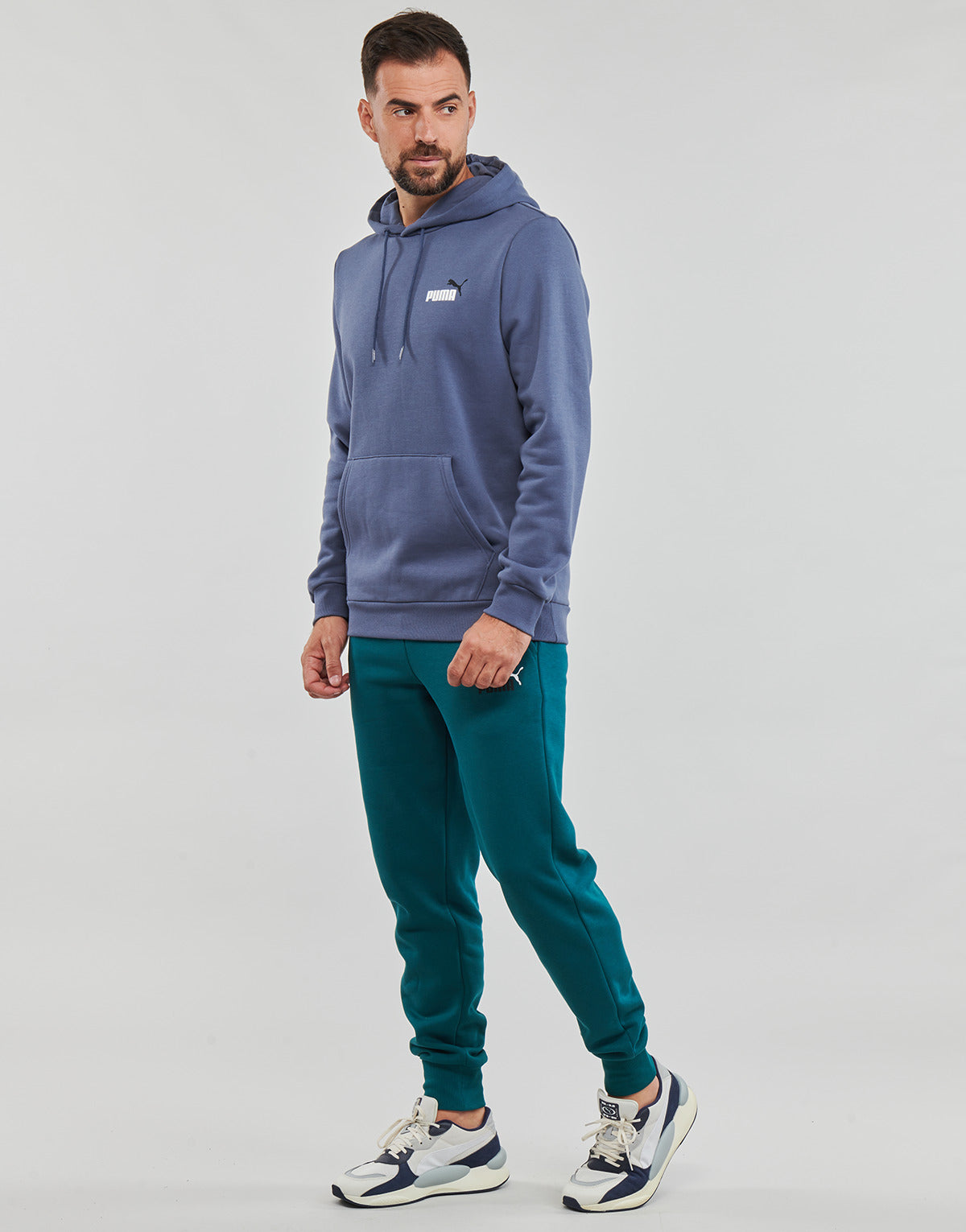 Felpa Uomo Puma  ESS  2 COL SMALL LOGO HOODIE FL  Blu