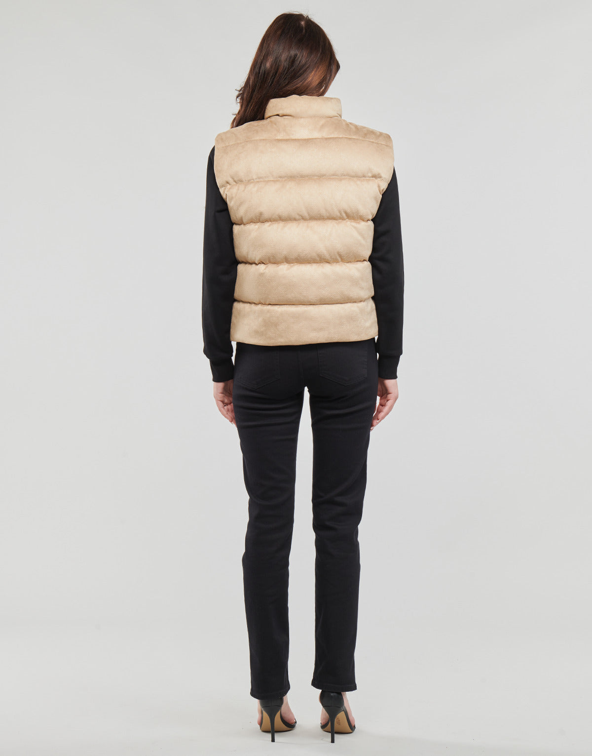 Piumino Donna Guess  JOLE SUEDE PUFFER VEST  Beige