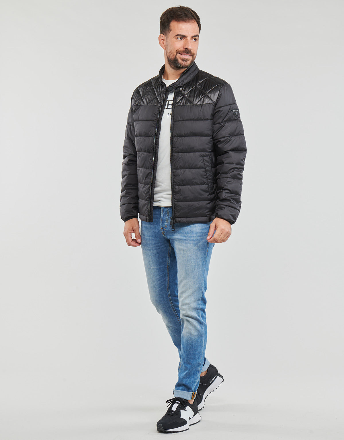 Giacca in pelle Uomo Guess  LIGHT PUFFA JACKET  Nero