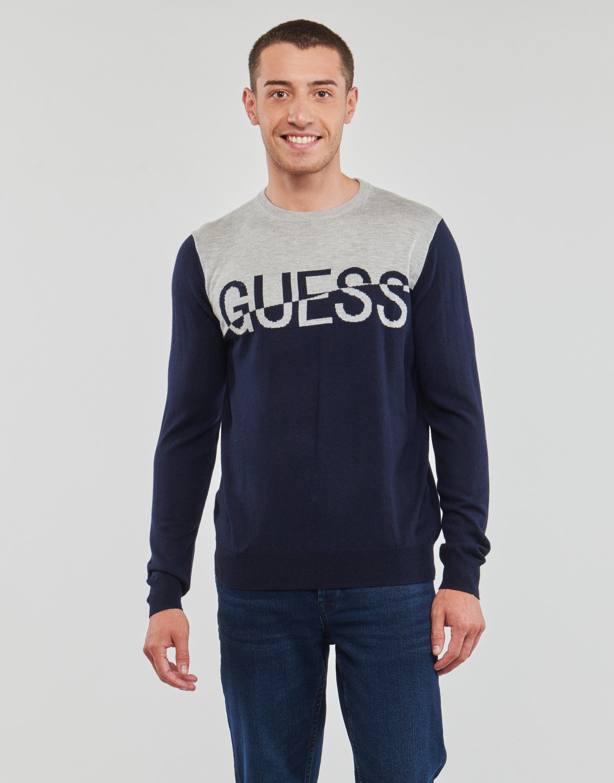 Maglione Uomo Guess  ALEX LS CN LOGO SWEATER  Marine