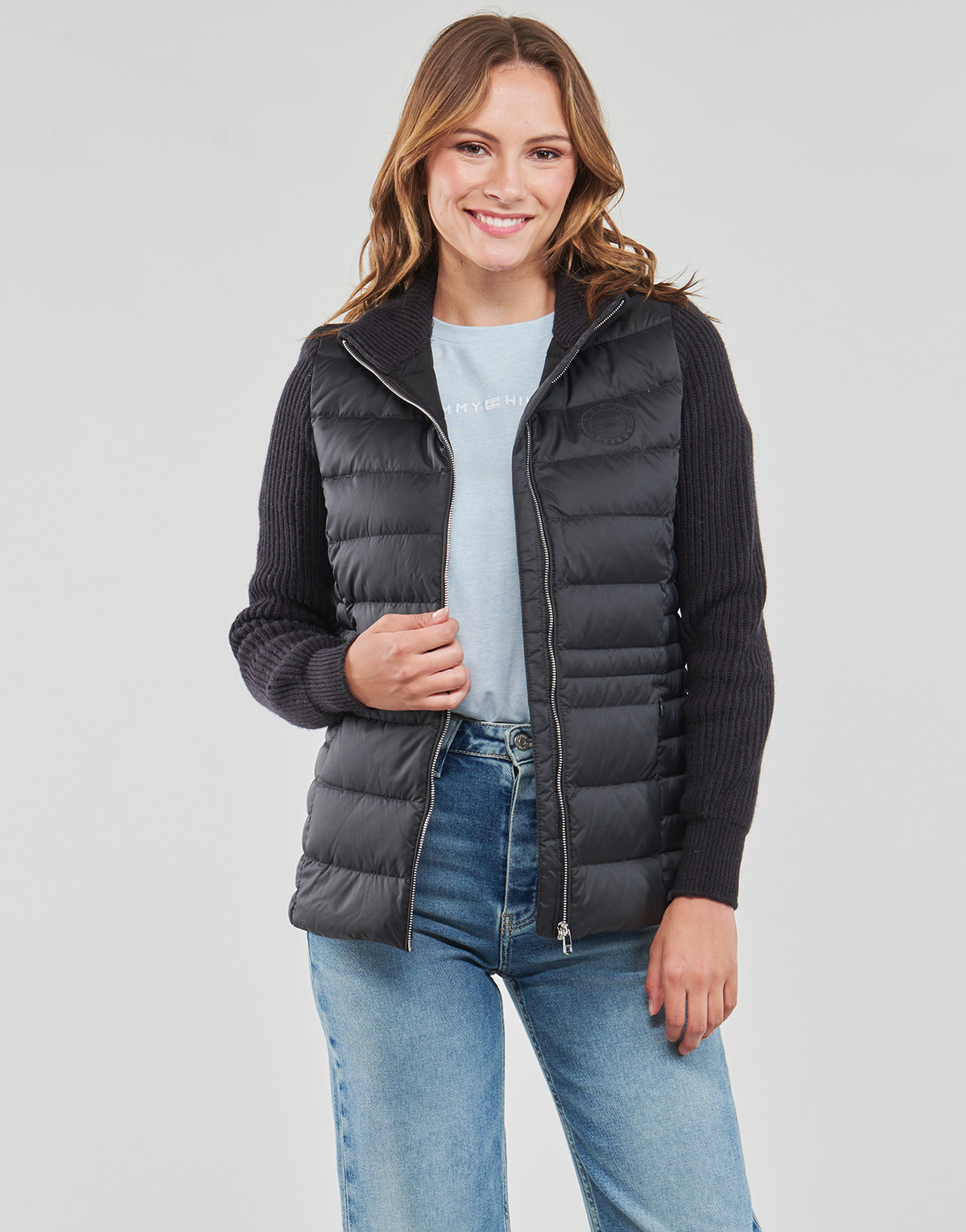 Piumino Donna Tommy Hilfiger  KNIT MIX DOWN JACKET  Nero