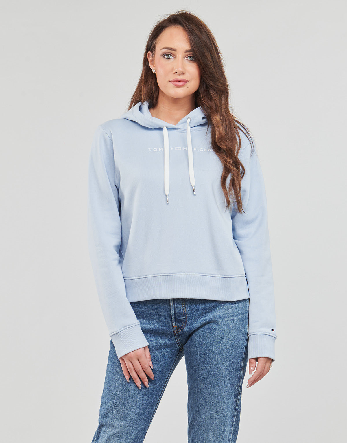 Felpa Donna Tommy Hilfiger  REG FROSTED CORP LOGO HOODIE  Blu