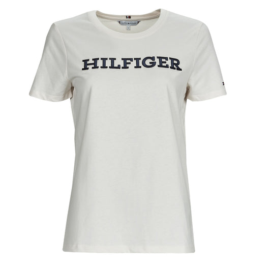 T-shirt Donna Tommy Hilfiger  REG MONOTYPE EMB C-NK SS  Bianco