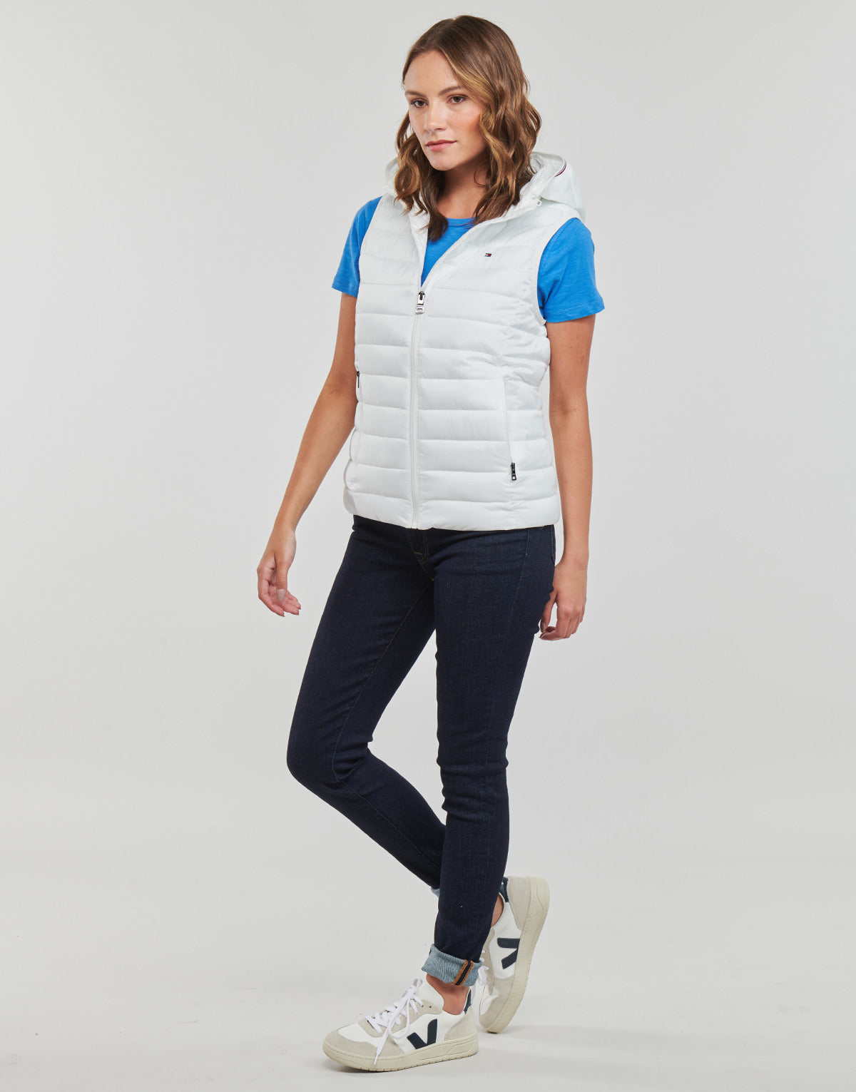 Piumino Donna Tommy Hilfiger  LW PADDED GLOBAL STRIPE VEST  Bianco