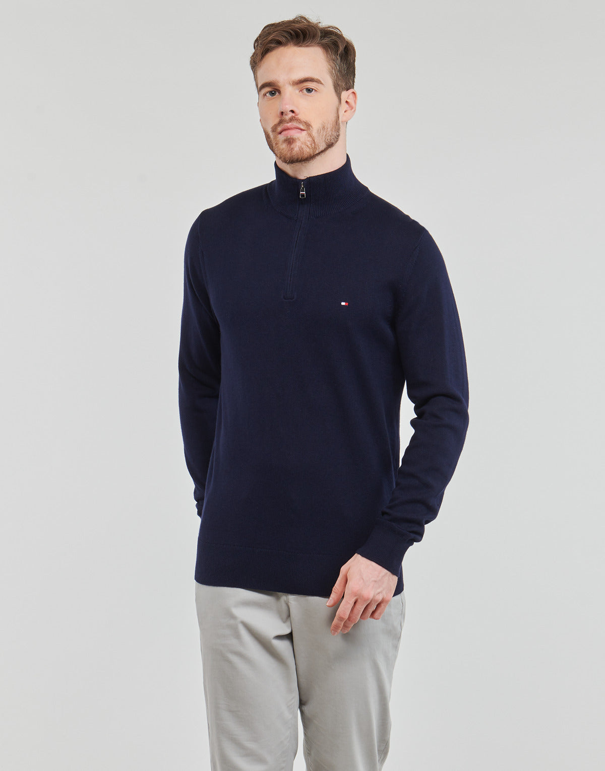 Maglione Uomo Tommy Hilfiger  PIMA ORG CTN CASHMERE ZIP MOCK  Marine