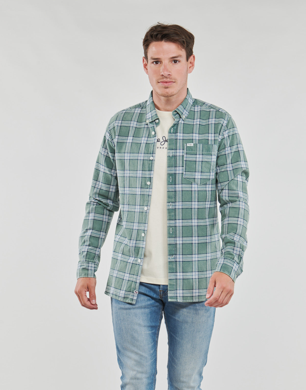 Camicia a maniche lunghe Uomo Pepe jeans  CROW  Verde