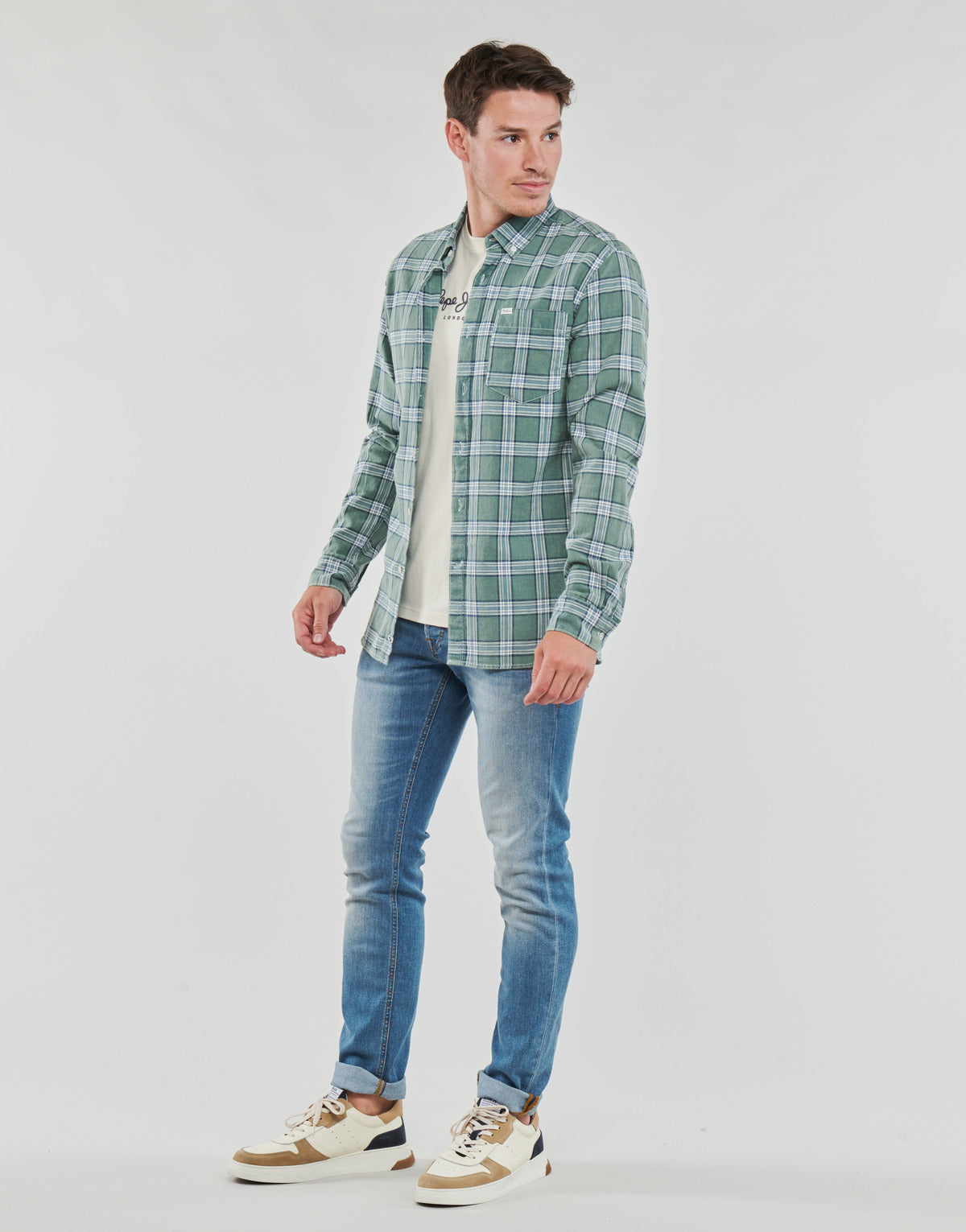 Camicia a maniche lunghe Uomo Pepe jeans  CROW  Verde