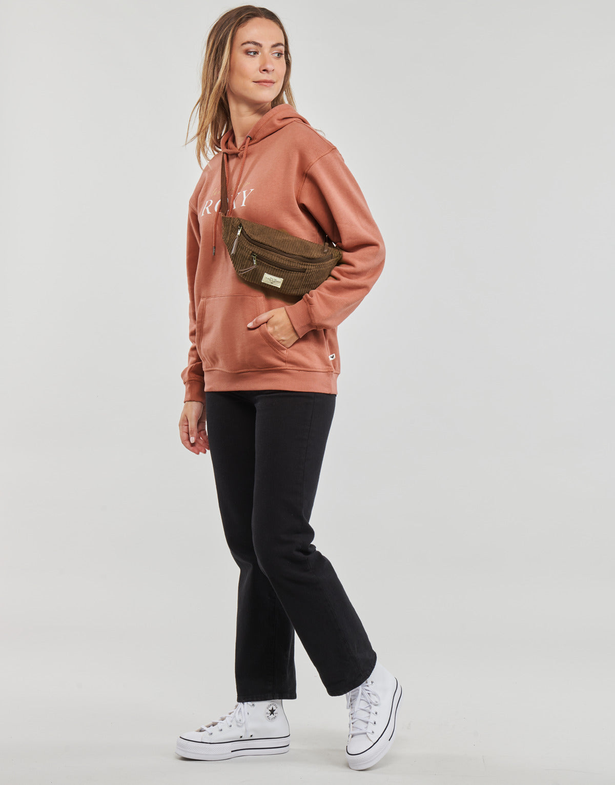 Felpa Donna Roxy  SURF STOKED HOODIE BRUSHED  Rosa