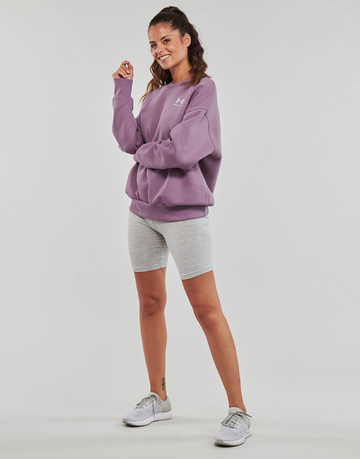 Felpa Donna Under Armour  Essential Flc OS Crew  Viola