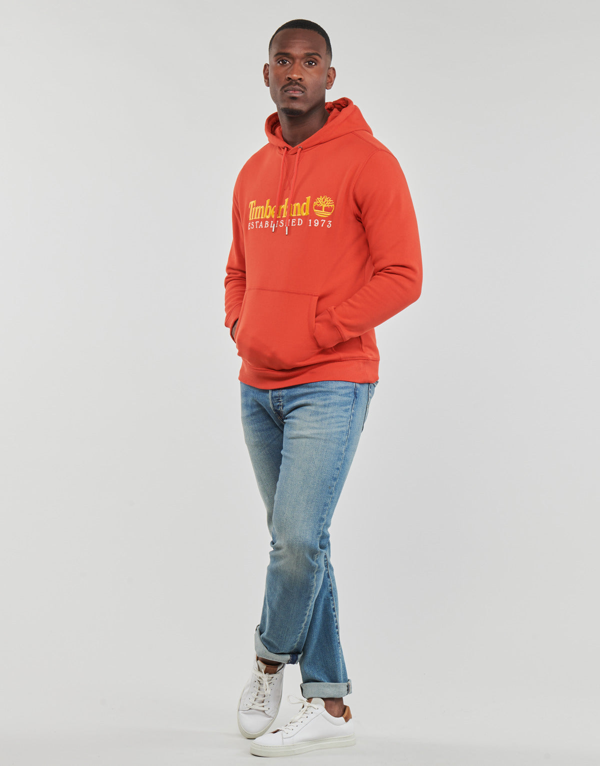 Felpa Uomo Timberland  50th Anniversary Est. 1973 Hoodie BB Sweatshirt Regular  Arancio