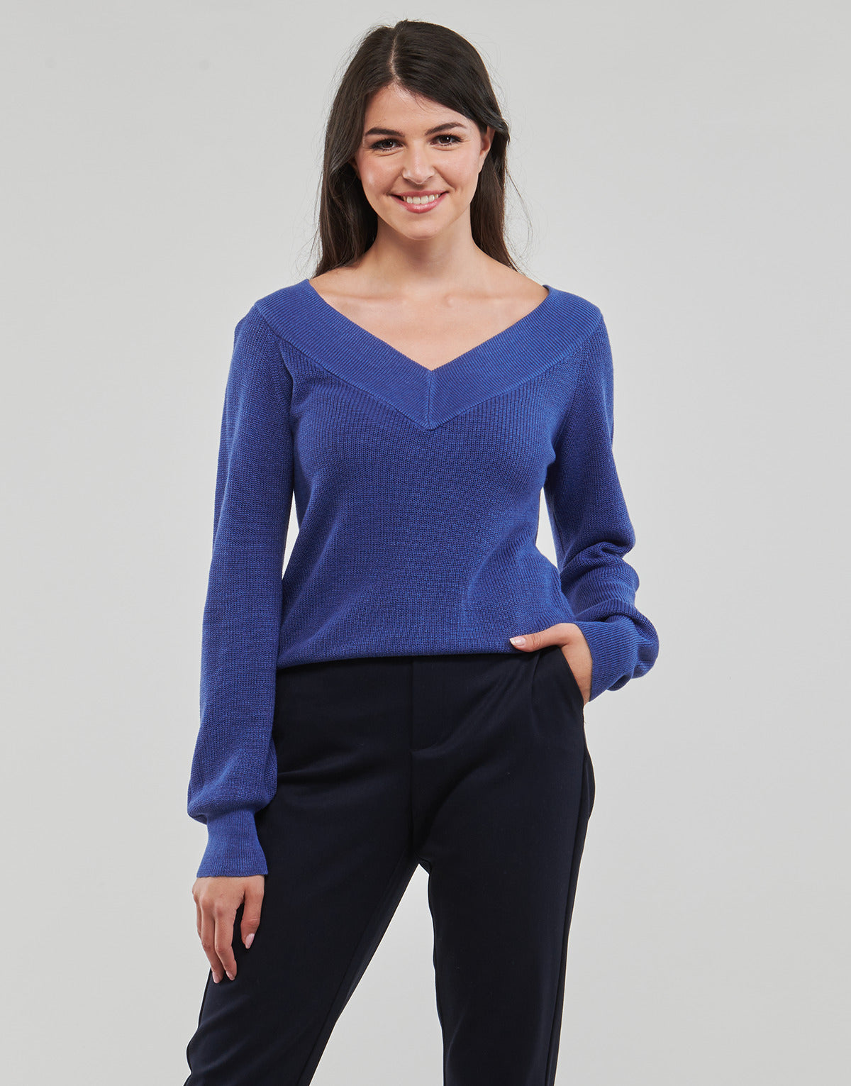 Maglione Donna Vero Moda  VMNEWLEXSUN LS DOUBLE V-NCK  Blu