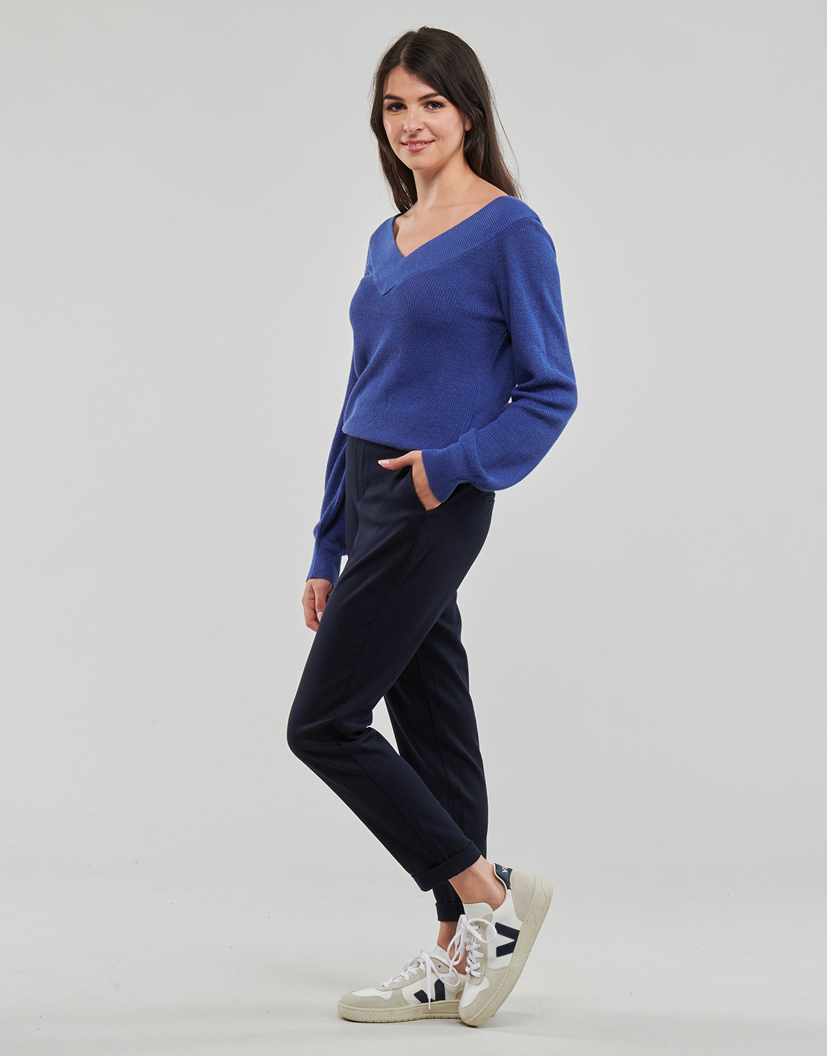 Maglione Donna Vero Moda  VMNEWLEXSUN LS DOUBLE V-NCK  Blu