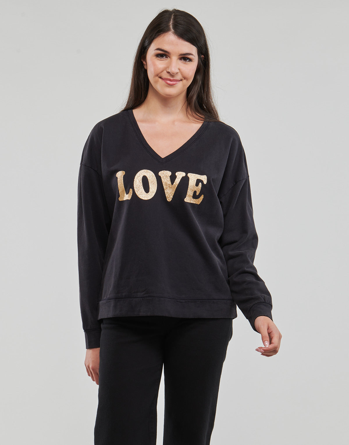 Felpa Donna Vero Moda  VMCAROLA L/S SWEAT JRS BTQ  Nero