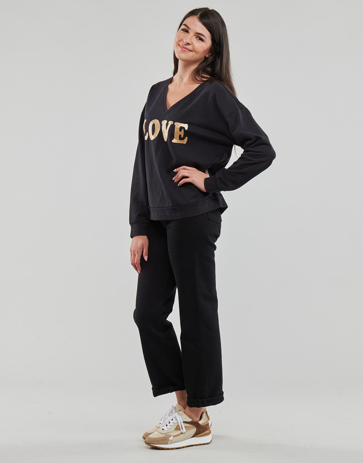 Felpa Donna Vero Moda  VMCAROLA L/S SWEAT JRS BTQ  Nero