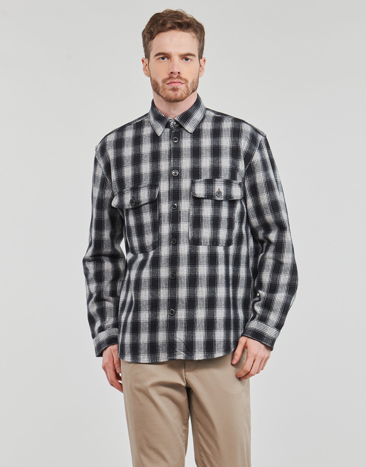 Camicia a maniche lunghe Uomo Selected  SLHLOOSEMASON-FLANNEL OVERSHIRT NOOS  Marine