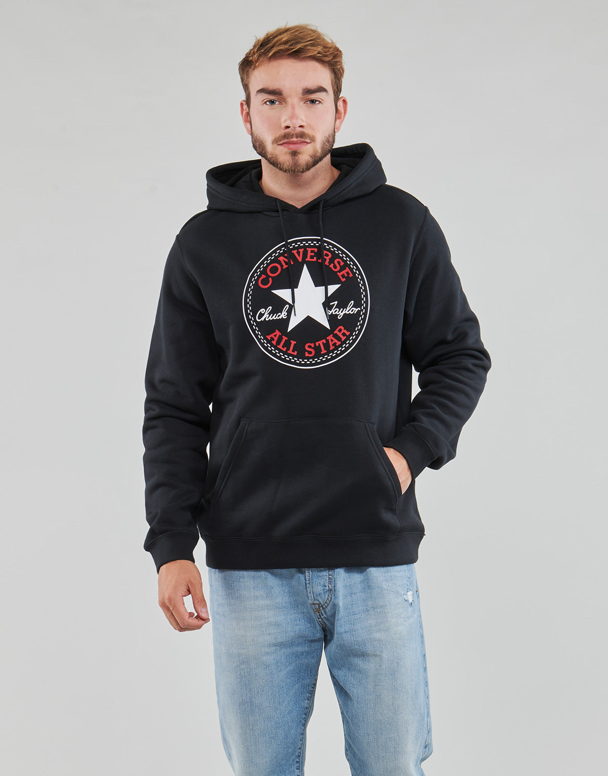 Felpa Uomo Converse  GO-TO ALL STAR PATCH FLEECE PULLOVER HOODIE  Nero