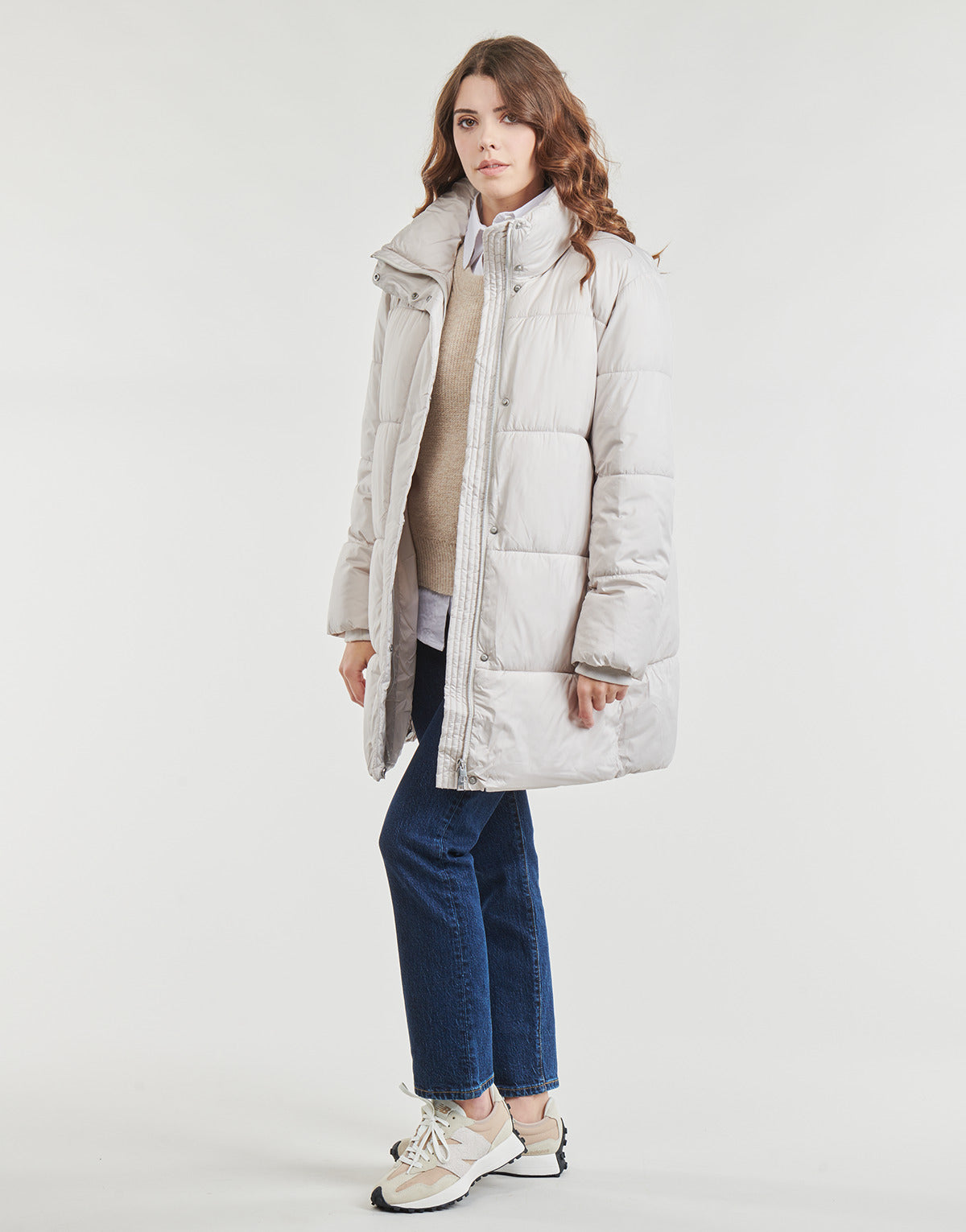 Piumino Donna Esprit  Long Cosy Puffer Coat  Beige