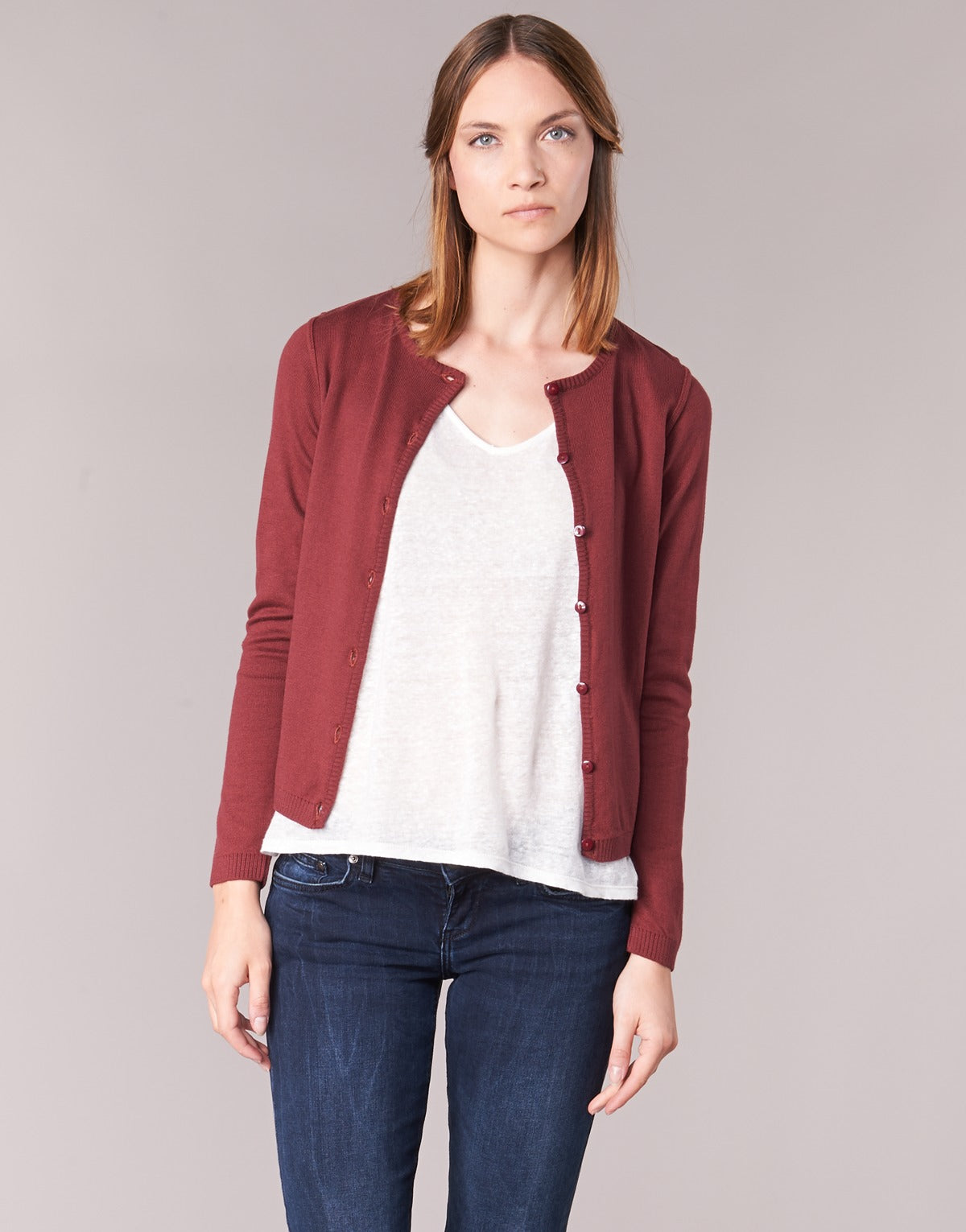 Gilet / Cardigan Donna BOTD  EVANITOA  Bordeaux