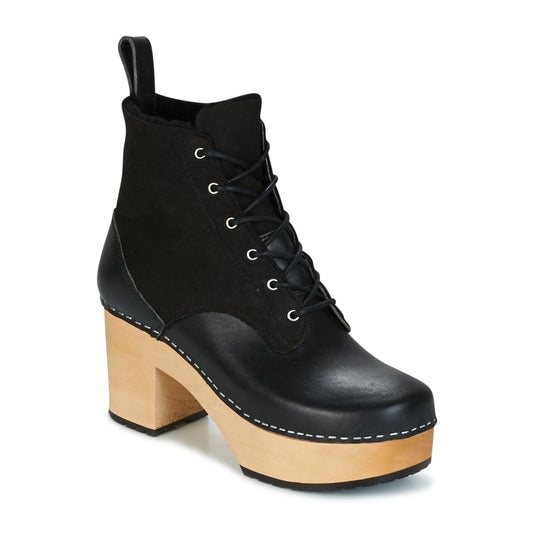 Stivaletti Donna Swedish hasbeens  HIPPIE LACE UP  Nero