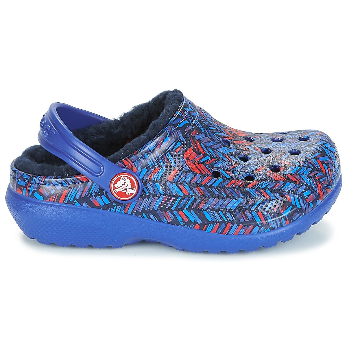 Scarpe bambini ragazzo Crocs  CLASSIC LINED GRAPHIC CLOG K  Blu