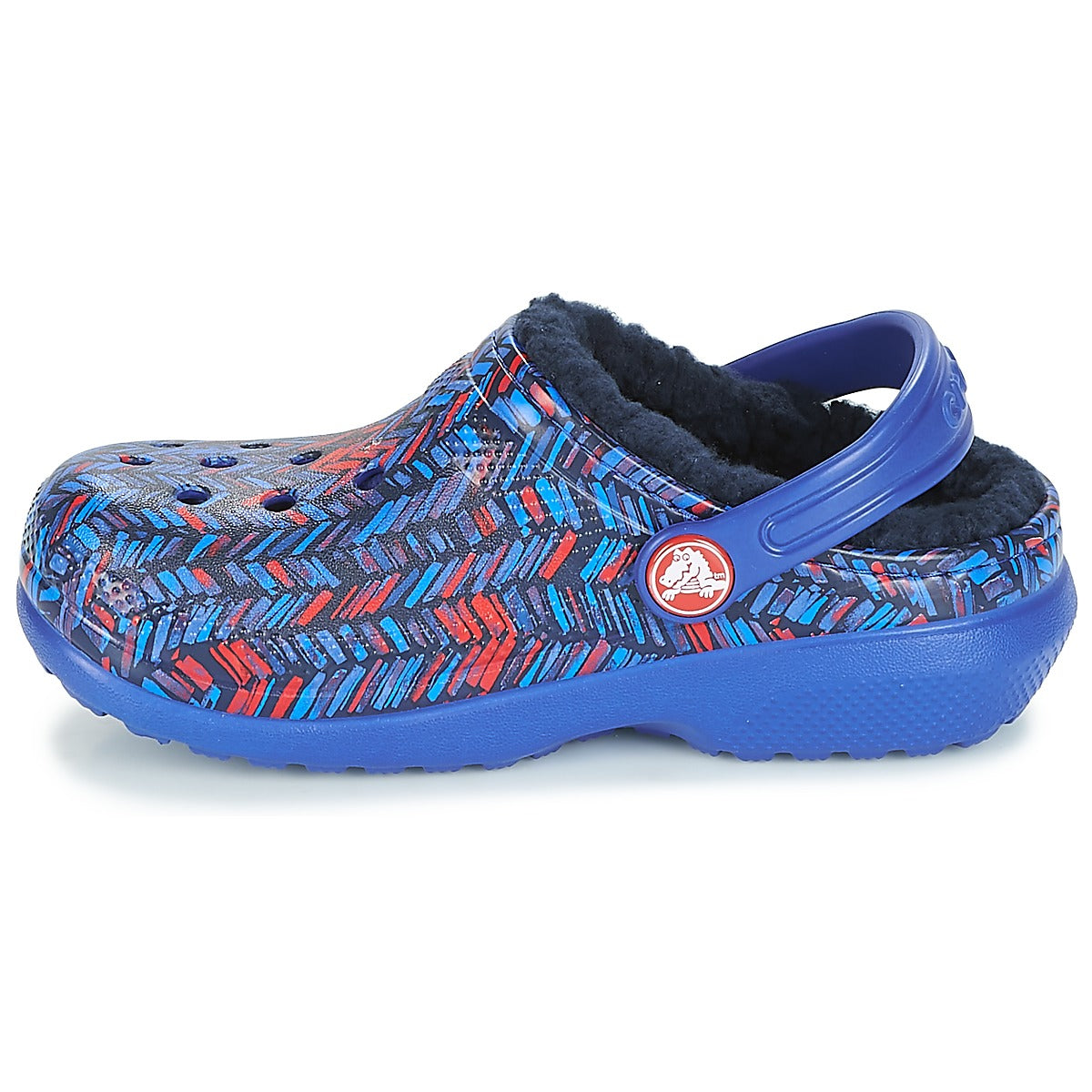 Scarpe bambini ragazzo Crocs  CLASSIC LINED GRAPHIC CLOG K  Blu